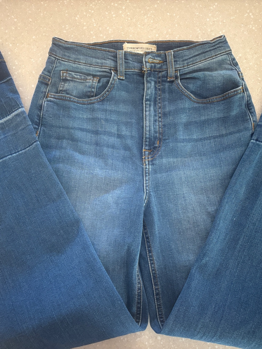Current/Elliott Blue Wide-Leg High-Rise Jeans